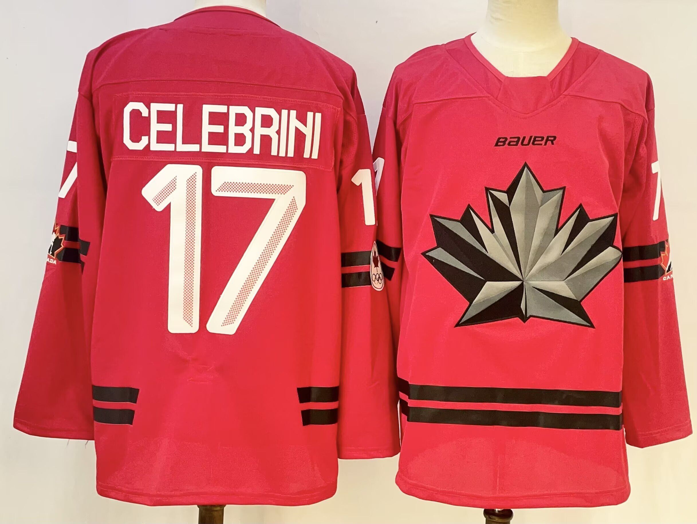Men Canada Olympic #17 Celebrihi red adidas 2026 NHL jersey 01